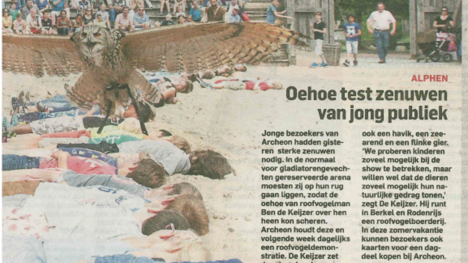 Van 20 t/m 31 juli dagelijks een spannende roofvogelshow bij Archeon